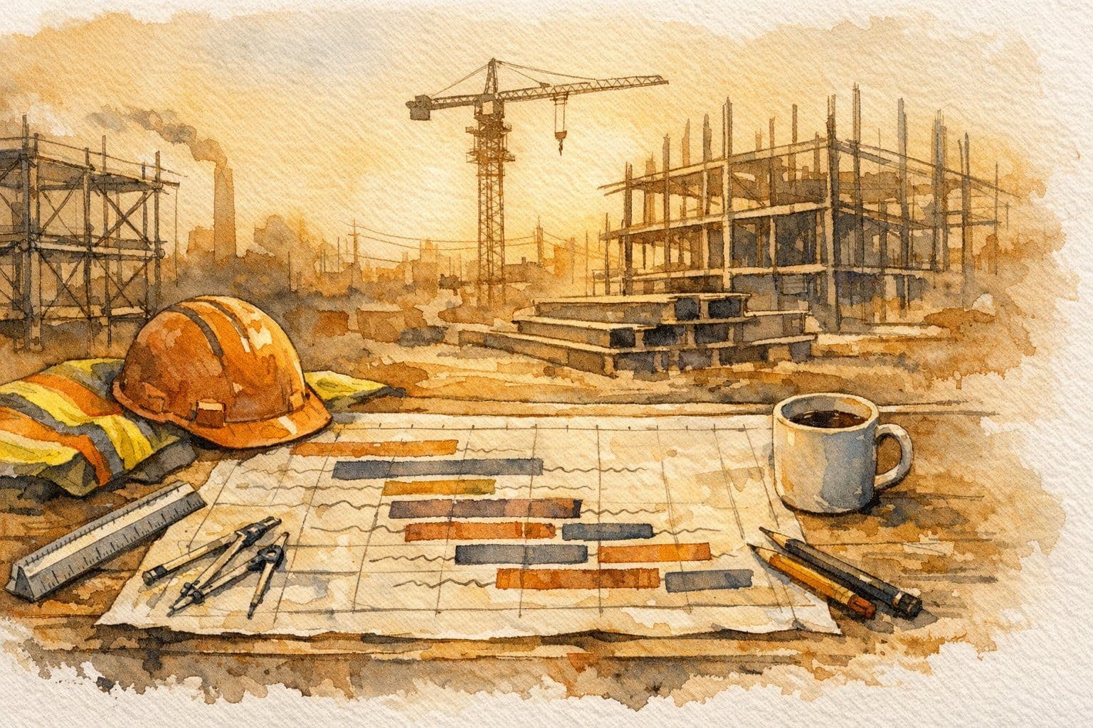 Проект производства работ для промышленных объектов — иллюстрация